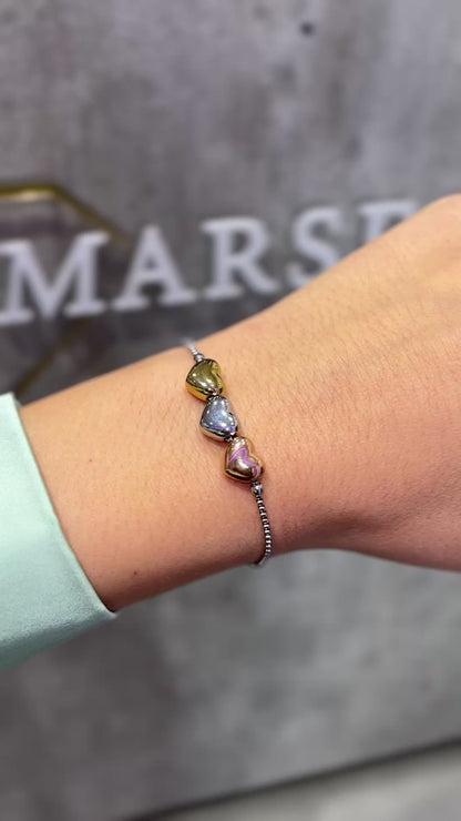 BRACCIALE 3 CUORI MULTICOLOR