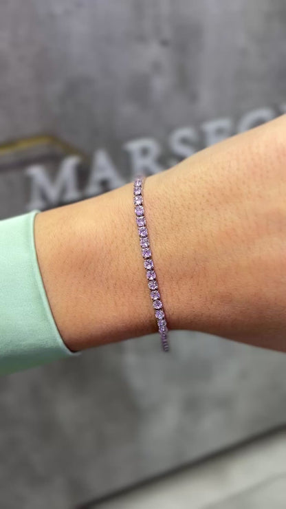 BRACCIALE TENNIS ARGENTO & ROSA