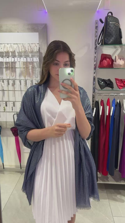 STOLA VISCOSA LUREX BLU NOTTE & ARGENTO