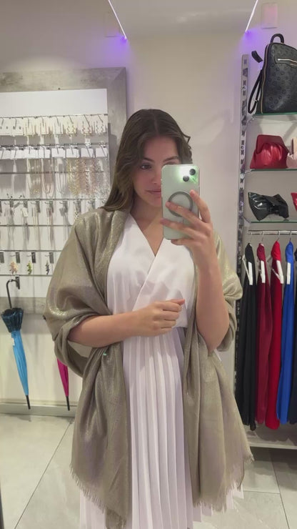 STOLA VISCOSA LUREX BEIGE & ORO