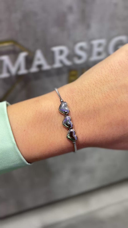 BRACCIALE 3 CUORI ARGENTO