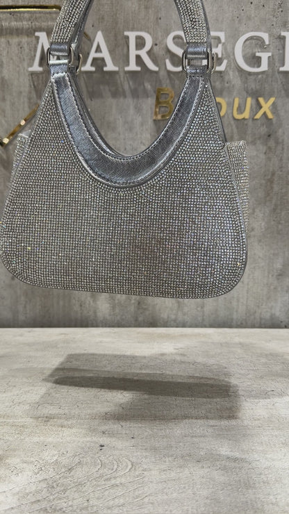 POCHETTE GLITTER RIGIDA ARGENTO