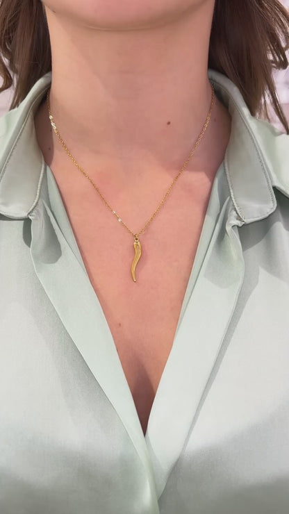 COLLANA CORNETTO GRANDE ORO