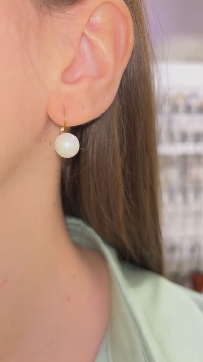 ORECCHINI PERLA PENDENTE ORO 10 MM