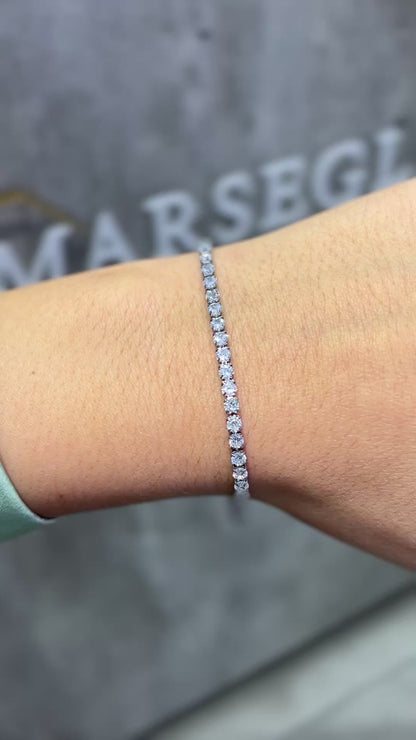 BRACCIALE TENNIS ARGENTO & BIANCO