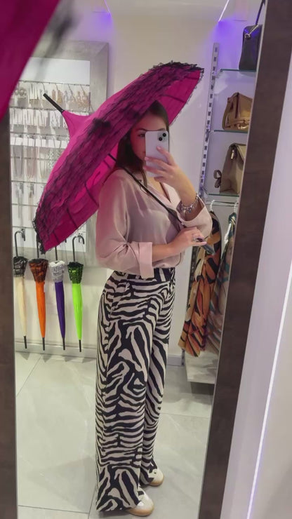 OMBRELLO CHIC CON RICAMI IN PIZZO