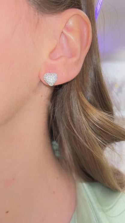 ORECCHINI CUORE CRISTALLI ARGENTO 1 CM