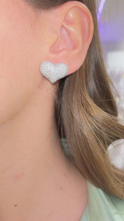 ORECCHINI CUORE CRISTALLI ARGENTO 2 CM