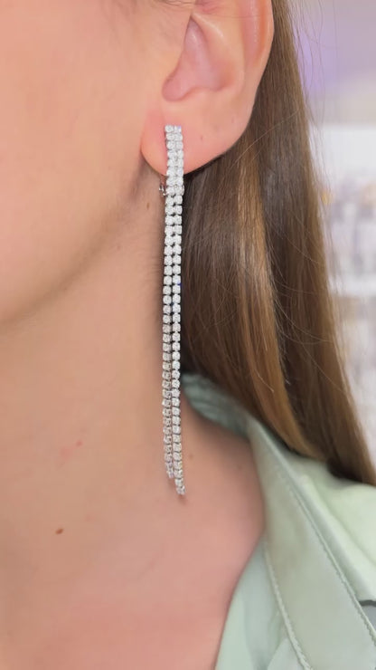 ORECCHINI CLIP 2 FILI STRASS ARGENTO