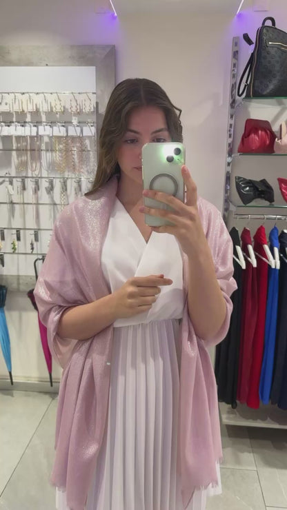STOLA VISCOSA LUREX ROSA & ARGENTO