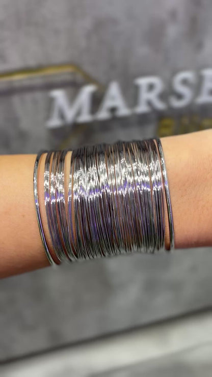 BRACCIALE RIGIDO MULTIFILO 5 CM ARGENTO