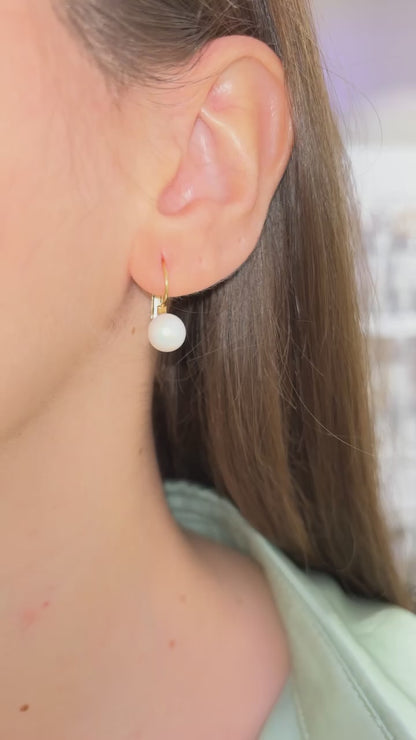 ORECCHINI PERLA PENDENTE ORO 8 MM