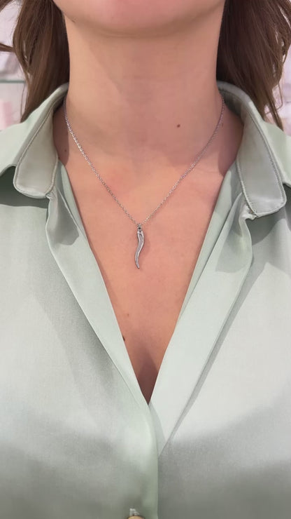 COLLANA CORNETTO GRANDE ARGENTO