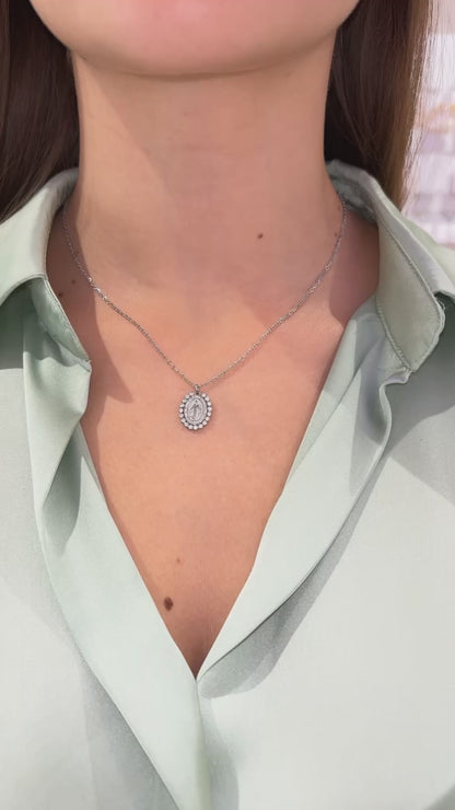 COLLANA MADONNA CRISTALLI ARGENTO