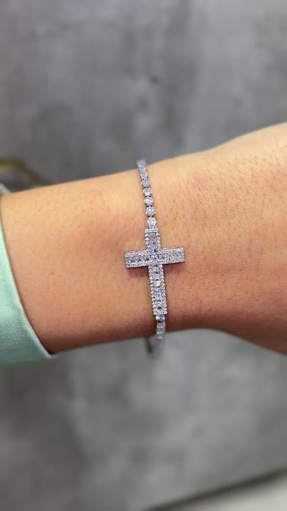 BRACCIALE TENNIS CROCE ARGENTO