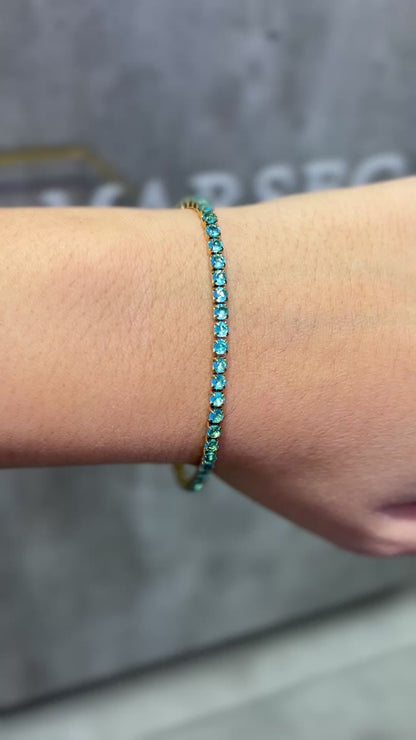 BRACCIALE TENNIS ORO & AZZURRO