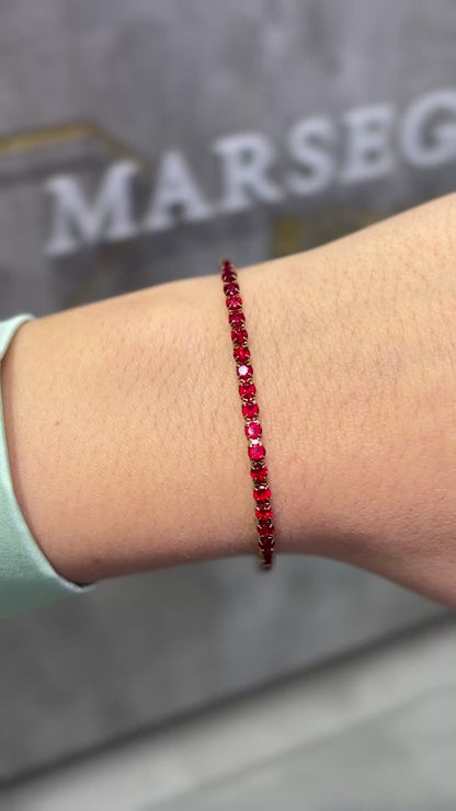 BRACCIALE TENNIS ORO & ROSSO