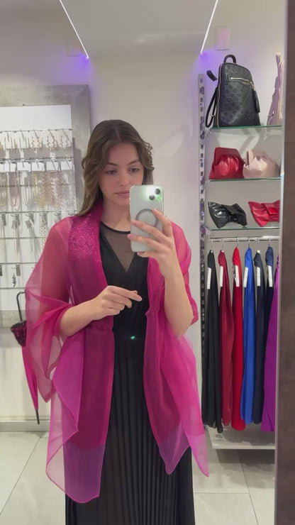 STOLA ORGANZA LUREX FUCSIA