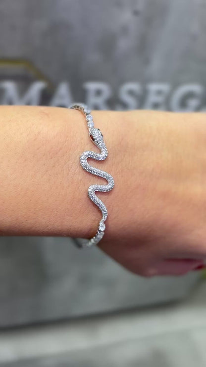 BRACCIALE TENNIS SERPENTE ARGENTO