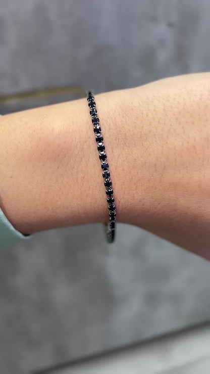 BRACCIALE TENNIS ARGENTO & NERO