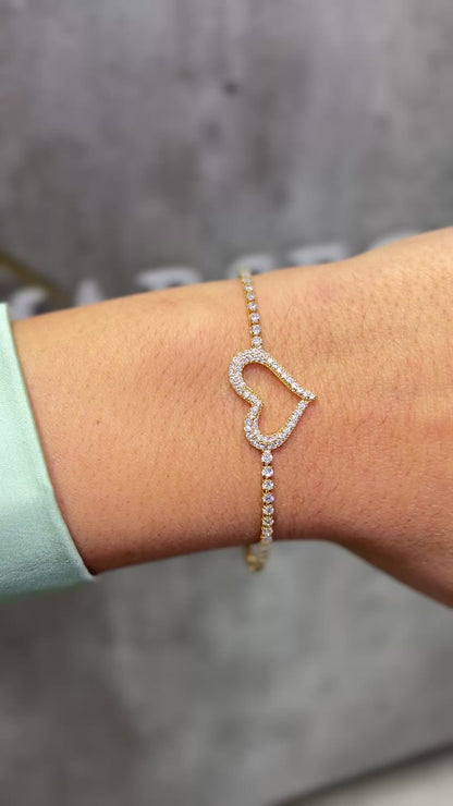 BRACCIALE TENNIS CUORE ORO