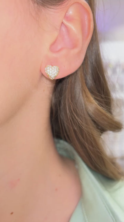 ORECCHINI CUORE CRISTALLI ORO 1 CM