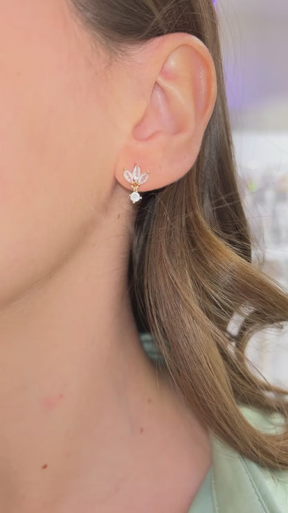 ORECCHINI PETALI CON PENDENTE ORO