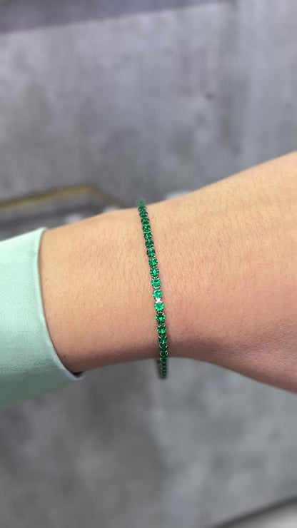 BRACCIALE TENNIS ARGENTO & VERDE