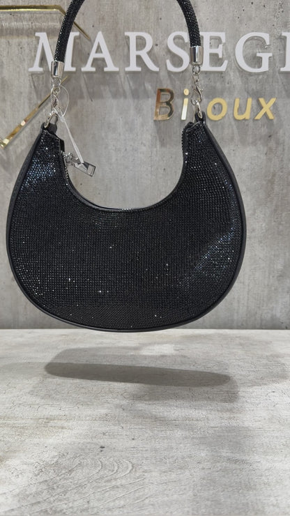POCHETTE GLITTER NERA