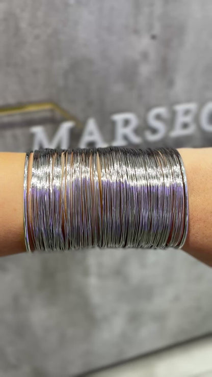 BRACCIALE RIGIDO MULTIFILO 8 CM ARGENTO