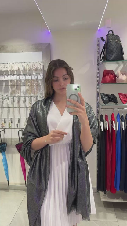 STOLA VISCOSA LUREX NERA & ARGENTO