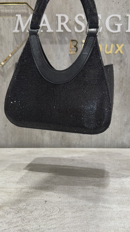 POCHETTE GLITTER RIGIDA NERO