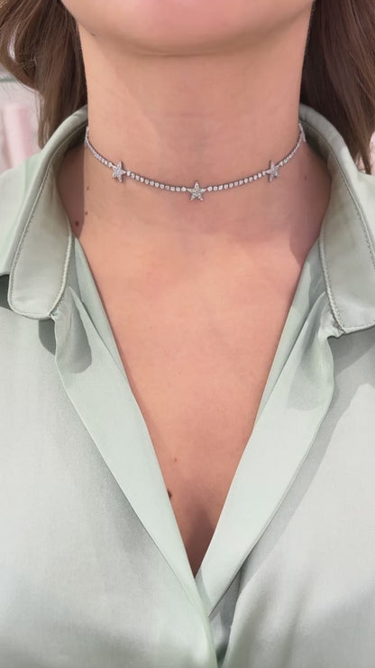 COLLANA CHOKER STELLE ARGENTO