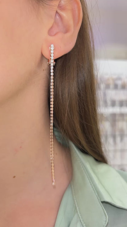 ORECCHINI CLIP 1 FILO STRASS ORO ROSA