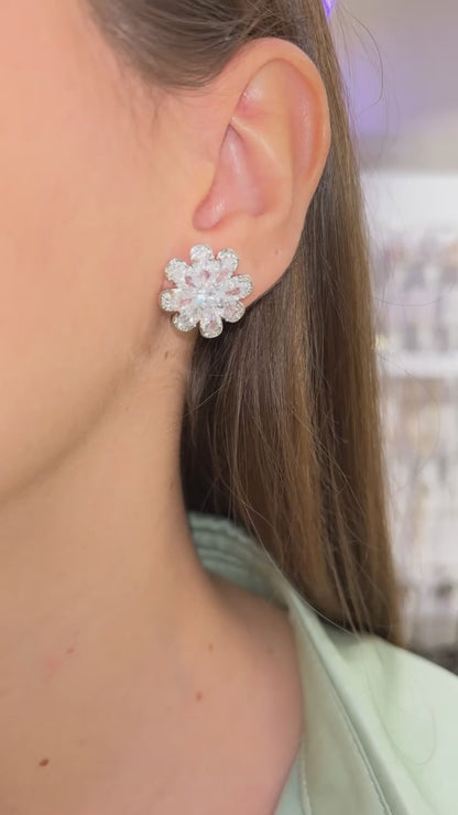 ORECCHINI CLIP FIORE ARGENTO