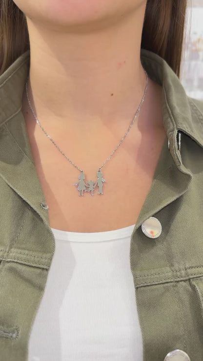 COLLANA MAMMA,PAPÀ & FIGLIA ARGENTO