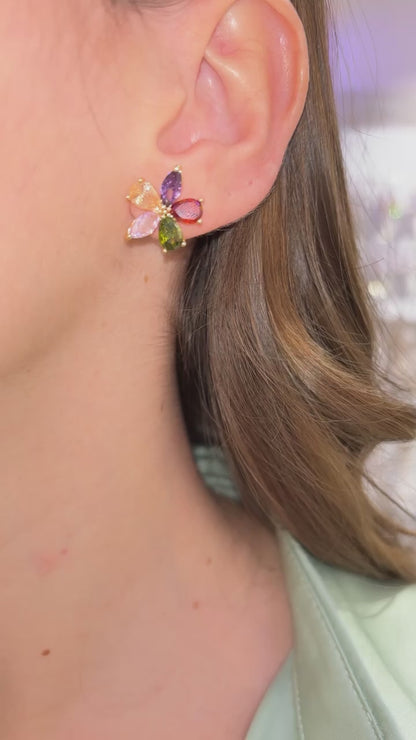 ORECCHINI FIORE ORO & MULTICOLOR