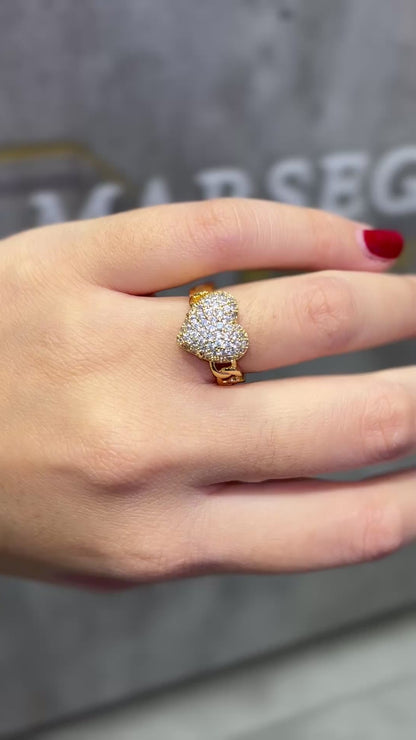 ANELLO CUORE CRISTALLI ORO