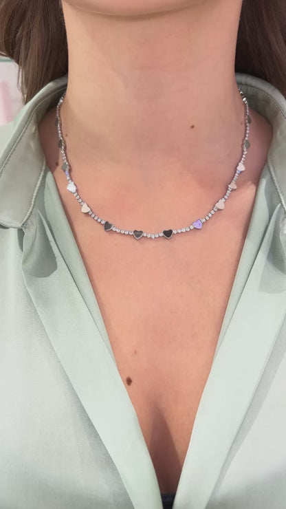 COLLANA TENNIS & CUORI ARGENTO