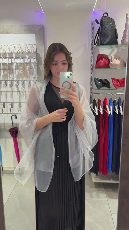 STOLA ORGANZA LUREX ARGENTO CHIARO