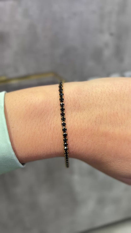 BRACCIALE TENNIS ORO & NERO