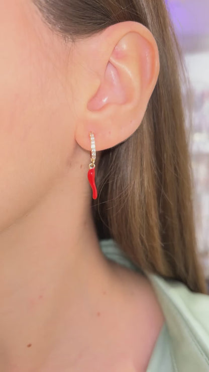 ORECCHINI CORNETTO ORO & ROSSO