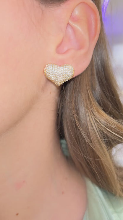 ORECCHINI CUORE CRISTALLI ORO 2 CM