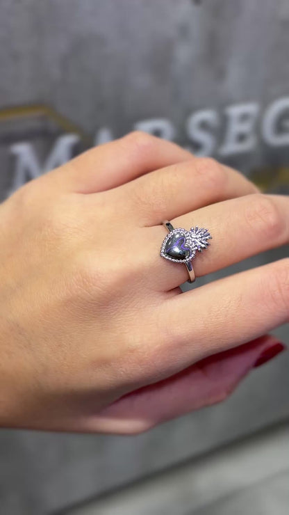 ANELLO CUORE SACRO ARGENTO