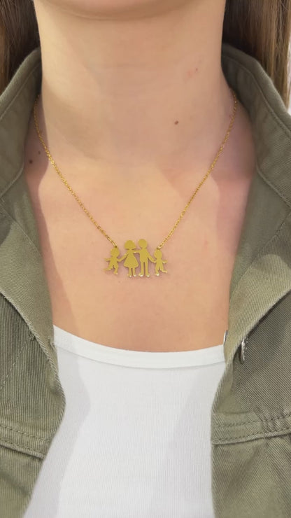 COLLANA MAMMA,PAPÀ & 2 FIGLI ORO