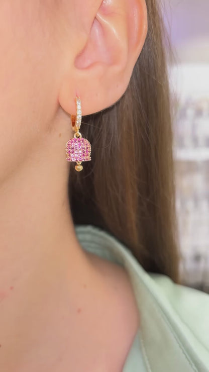 ORECCHINI CAMPANELLA ORO & FUCSIA