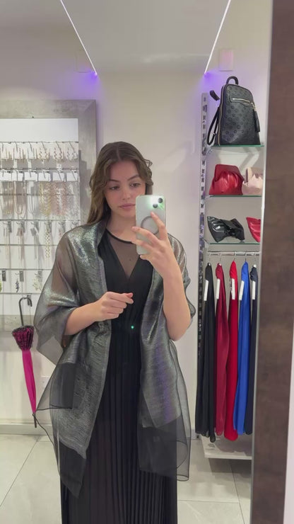 STOLA ORGANZA LUREX NERA & ARGENTO