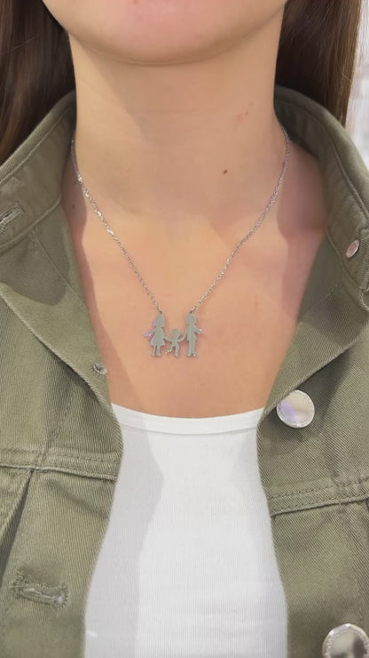 COLLANA MAMMA,PAPÀ & FIGLIO ARGENTO