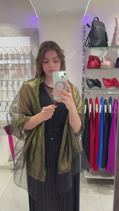 STOLA ORGANZA LUREX NERA & ORO