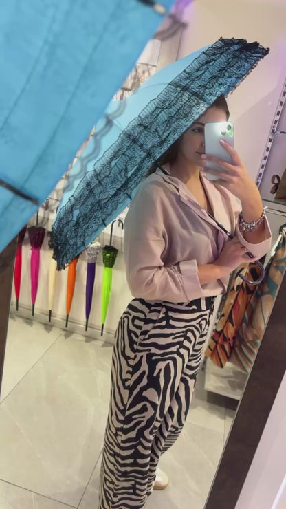 OMBRELLO CHIC CON RICAMI IN PIZZO